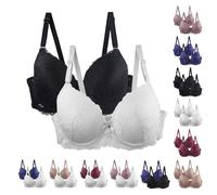 Blitzangebote des Tages The Deal 2er Pack Push Up BH Damen Mit Bügel Blumen Spitze Schalen BH Vollschalen Bequem Große Brüste Minimizer Bralette Klassische BHS Outlet Shop Sale