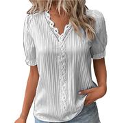 Blitzangebote des Tages Tshirt V Ausschnitt Elegante Oberteile Spitzen Sommer Bluse Tops Für Frauen Kurzarm T-Shirts Lässige Basic Tops Tunika Oberteil Meine Monatsabrechnung Einsehen