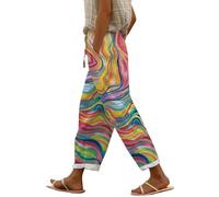 Blitzangebote Elegante Jogginghose Damen Leinenhose Lange Leichte Freizeithose Elegante Sommerhose Damen Leicht Hoher Taille Stoffhose Freizeithosen Große Größen Hosen Strandhose Mit Taschen