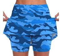 Blitzangebote Hosenrock Damen kurz Modischer Athleisure-Rock für Damen mit Taschen, Camouflage-Print, mittelhoher Rock, Tennisrock Camouflage Shorts Herren (Blue, XXXL)