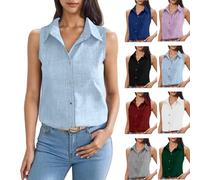 Blitzangebote Leinenbluse Damen Sommer Leinenhemd Ärmellos Button Down Blusen Business Hemd Casual Kragen Hemden Freizeit Leichte Oberteil Wo Finde Ich Meine Monatsabrechnungen