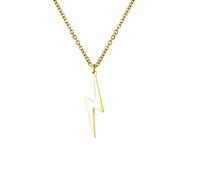 Blitzschlag Bolzen Halskette für Frauen Männer Edelstahl Einfache Street Punk Lightning Bolt Anhänger Halskette Schmuck Inspirational Geschenk für Unisex (Gold)