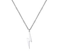 Blitzschlag Bolzen Halskette für Frauen Männer Edelstahl Einfache Street Punk Lightning Bolt Anhänger Halskette Schmuck Inspirational Geschenk für Unisex (silber)