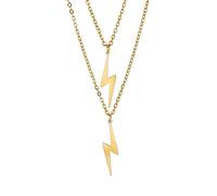 Blitzschlag Bolzen Halskette für Frauen Männer Edelstahl Einfache Street Punk Lightning Bolt Anhänger Halskette Schmuck Inspirational Geschenk für Unisex (Gold 1)