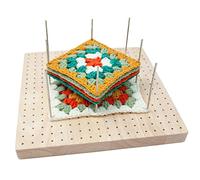 Blockierbrett Zum Stricken, Holz Sperrbrett Häkeln, Oma-Quadrate, Nähen, Quilten, Basteln,Premium-Holz, 324 Löcher Mit 20 Stück 10 cm Stahlstangen 5 Stück 7 cm Große Stahlnadeln 23.5 cm Großen Nadeln