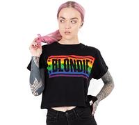 Blondie Cropped T-Shirt Frauen Damen Rainbow Band Logo Black Crop Top M