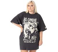 Blondie Oversized T-Shirt Kleid Damen Damen | Erwachsene direkt aus New York 1977 Tour Outfit | Anthrazitgraues Band Logo | Pop Rock Konzert Gig Festival Kleidung