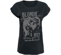 Blondie Tour 1977 Frauen T-Shirt schwarz 100% Baumwolle Band-Merch, Bands