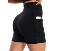 BLONGW Radlerhose Damen mit Taschen Kurze Sporthose High Waisted Sport Shorts Damen Workout Yoga Running Gym Tennis kurz Leggings