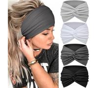 Blooms Haarband Stirnband Damen, Breit Haarbänder Antirutsch Headband Elastisch Head Band Soft Hairband Sport Yoga Gym Haarschmuck 4 Pcs