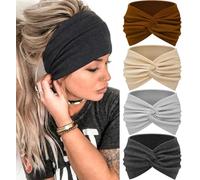 Blooms Haarband Stirnband Damen, Breit Haarbänder Antirutsch Headband Elastisch Head Band Soft Hairband Sport Yoga Gym Haarschmuck 4 Pcs