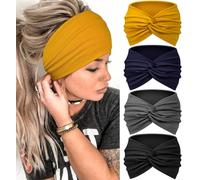 Blooms Haarband Stirnband Damen, Breit Haarbänder Antirutsch Headband Elastisch Head Band Soft Hairband Sport Yoga Gym Haarschmuck 4 Pcs