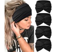 Blooms Haarband Stirnband Damen, Breit Haarbänder Antirutsch Headband Elastisch Head Band Soft Hairband Sport Yoga Gym Haarschmuck 4 Pcs