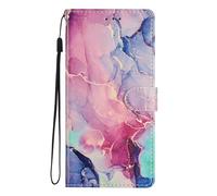 BLOTECH Brieftasche Wallet Flip Case für OnePlus Nord 5 Natürlich Marmor Rosa Glänzende Glitzernd mit 3 Kartenfächern und Magnetknopf [Free Wrist Strap] Folio TPU Innenständer Case Schutzhülle