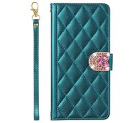 BLOTECH Diamond Stitch Ledertasche Wallet für Redmi 15 5G Case mit 3D Colour Buckle Glitter，Shiny Purse Foldable with Card Slot Protective Leather Wallet, Flip Case Cover, Shockproof,Grün
