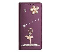 BLOTECH PU Lederhülle für Oneplus 15 mit 3D Diamant Balletttänzerin Bling Geldbörse Luxuriöse Klapphülle mit Kartenfach und Ständer Geldbörsenhülle Skin für Frauen Mädchen Glitzer, Weinrot