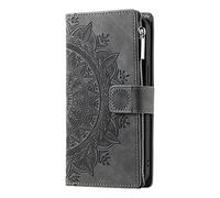 BLOTECH Wallet für Motorola Moto E5/Moto G6 Play Large Capacity Zipper Pockets Zip PU Leather Magnetic Flip Folio Card Pocket Holder Purse Bifold Handbag Wallet Case Brieftasche Geldbörse,Braun