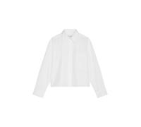 Blouse, cropped shape, kent collar, long sleeve, solid WHITE 40 WHITE