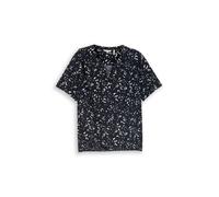 Kurzarmbluse TOM TAILOR PLUS, Damen, Gr. 52, navy dot, Web, Obermaterial: 100% Viskose, gemustert, normal hüftbedeckend, V-Ausschnitt, Blusen, mit Allover-Print - Große Größen (11599924-52) navy dot