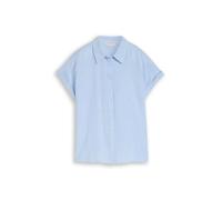 Hemdbluse TOM TAILOR, Damen, Gr. 42, fjord blau irregular stripe, Web, Obermaterial: 55% Lyocell, 45% Viskose, gestreift, regular fit normal, ohne Ausschnitt, Blusen Hemdbluse, mit Knopfleiste (979410