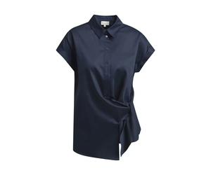 Blouse w collar and placket, sleeveless + knot detail Blau 46