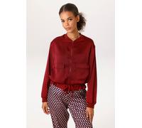 Blouson ANISTON CASUAL, Damen, Gr. 44, dunkelrot, Crêpe;Satin, Obermaterial: 100% Polyester, Crinkleoptik, leicht glänzend, unifarben, lässig geschnitten taillenbedeckt, Rippbündchen, Jacken Blouson,
