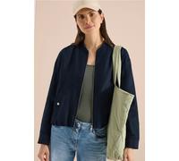 Blouson CECIL, Damen, Gr. XXL (46), universal blau, Stoff, 100% Leinen, unifarben, normal normal, Rundhals, Rippbündchen, Jacken Blouson, aus Leinen (65215942-XXL) universal blau