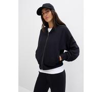 Blouson BONPRIX, Damen, Gr. 44/46 (L), schwarz, Sweatware, Obermaterial: 48% Polyester, 48% Viskose, 4% Elasthan, unifarben, oversize taillenbedeckt, Rippbündchen, Jacken Blouson, aus Sweatware mit St