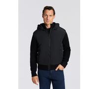 Blouson BOSS ORANGE "Kiaccio", Herren, Gr. 3XL, schwarz (schwarz001), Web, Obermaterial: 48% Schurwolle, 48% Polyacryl, 3% Polyamid, 1% Elasthan, unifarben, Rippbündchen, Jacken, mit fester Kapuze, Är