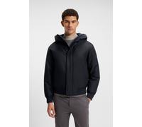 Blouson BOSS ORANGE "Osis", Damen, Gr. 46, blau (dunkelblau404), Web, Obermaterial: 100% Polyester, unifarben, relaxed fit normal, Rippstrickbündchen, Jacken Blouson, relaxed fit, mit wattierter Kapuz