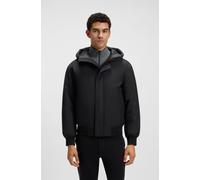 Blouson BOSS ORANGE "Osis", Herren, Gr. 54, schwarz (schwarz001), Web, Obermaterial: 100% Polyester, unifarben, relaxed fit normal, Rippstrickbündchen, Jacken Blouson, relaxed fit, mit wattierter Kapu