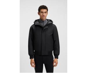 Blouson BOSS ORANGE "Osis", Herren, Gr. 54, schwarz (schwarz001), Web, Obermaterial: 100% Polyester, unifarben, relaxed fit normal, Rippstrickbündchen, Jacken Blouson, relaxed fit, mit wattierter Kapu