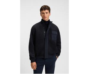 Blouson BOSS ORANGE "Ze cozysolid", Herren, Gr. S, dunkelblau404, Plüsch, Obermaterial: 100% Polyester, unifarben, regular fit normal, hoch geschlossener Ausschnitt, Bündchen, Jacken Blouson, Teddy Fe