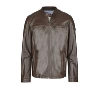 Blouson BUGATTI "BUALBERTO", Herren, Gr. 50, braun (dunkelbraun), Obermaterial: 100% Lammleder LEL. Futter: 100% Baumwolle CO., uni, regular fit, Rundhals, Jacken Blouson, mit Druckknopfriegeln und Re