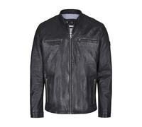 Blouson BUGATTI "BUALBERTO", Herren, Gr. 60, schwarz, Obermaterial: 100% Lammleder LEL. Futter: 100% Baumwolle CO., regular fit, Rundhals, Jacken Blouson, mit Druckknopfriegeln und Reißverschlüssen (7