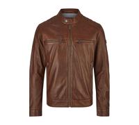 Blouson BUGATTI "BUAMADEO", Herren, Gr. 48, braun (cognac), Obermaterial: 100% Lammleder LEL. Futter: 100% Baumwolle CO. 100% Baumwolle CO., uni, regular fit, Rundhals, Jacken Blouson, mit Stehkragen 