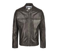 Blouson BUGATTI "BUAMADEO", Herren, Gr. 54, schwarz, Obermaterial: 100% Lammleder LEL. Futter: 100% Baumwolle CO., uni, regular fit, Rundhals, Jacken Blouson, mit Stehkragen und Druckknopfriegel (5260