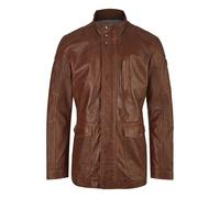 Blouson BUGATTI "BUANDIAMO", Herren, Gr. 56, braun (cognac), Obermaterial: 100% Lammleder LEL. Futter: 100% Baumwolle CO., slim fit, Rundhals, Jacken Blouson, mit Druckknopfleiste und Stehkragen (1492