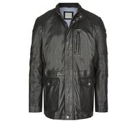 Blouson BUGATTI "BUANDIAMO", Herren, Gr. 58, schwarz, Obermaterial: 100% Lammleder LEL. Futter: 100% Baumwolle CO. 100% Baumwolle CO., uni, slim fit, Rundhals, Jacken Blouson, mit Druckknopfleiste und