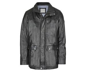 Blouson BUGATTI "BUANTONIO", Herren, Gr. 52, schwarz, Obermaterial: 100% Lammleder LEL. Futter: 100% Baumwolle CO., Rundhals, Jacken Blouson, mit Steppungen und Ziernähten (52579122-52) schwarz