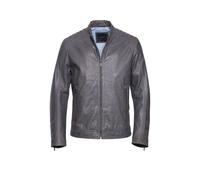 Blouson BUGATTI "BUAPOLLO", Herren, Gr. 52, grau, Obermaterial: 100% Lammleder LEL. Futter: 100% Baumwolle CO., uni, regular fit, Rundhals, Jacken Blouson, mit Schultersteppung und Reißverschlüssen (1