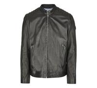 Blouson BUGATTI "BUAPOLLO", Herren, Gr. 54, schwarz, Obermaterial: 100% Lammleder LEL. Futter: 100% Baumwolle CO., uni, regular fit, Rundhals, Jacken Blouson, mit Schultersteppung und Reißverschlüssen