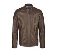 Blouson BUGATTI "BUAPOLLO", Herren, Gr. 60, braun (dunkelbraun), Obermaterial: 100% Lammleder LEL. Futter: 100% Baumwolle CO., uni, regular fit, Rundhals, Jacken Blouson, mit Schultersteppung und Reiß