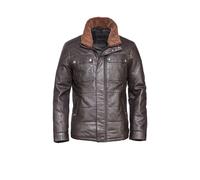 Blouson BUGATTI "BUMARCELLO", Herren, Gr. 50, braun (dunkelbraun), Obermaterial: 100% Lammleder LEL. Futter: 100% Polyester PES. 100% Polyester PES., uni, modern fit, Rundhals, Jacken Blouson, mit wei