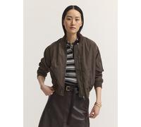 Blouson BUGATTI "Collegekragen", Damen, Gr. 34, 90, braun, 100% Polyester, unifarben, loose fit, Jacken Blouson, mit dezentem Glanz (32024342-34) 90, braun