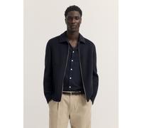 Blouson BUGATTI "Regular Fit", Herren, Gr. 50, schwarz (390, marine), 100% Wolle, unifarben, regular fit, Jacken Blouson, Regular Fit Wolle Handmade Umlegekragen (58777426-50) 390, marine