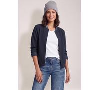 Blouson CECIL, Damen, Gr. L (42), blau (urban dunkelblau), Stoff, 62% Polyester, 33% Baumwolle, 5% Elasthan, unifarben, comfort fit normal, Rundhals, Rippbündchen, Jacken Blouson, mit Piqué-Struktur (