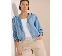 Blouson CECIL, Damen, Gr. XXL (46), blau (light blau wash), Stoff, 100% Lyocell, unifarben, comfort fit normal, ohne Ausschnitt, abgesteppt, Jacken Blouson, im Denim-Style (17090828-XXL) light blau wa