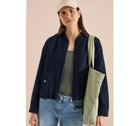 Blouson CECIL, Damen, Gr. XXL (46), blau (universal blau), Stoff, 100% Leinen, unifarben, normal normal, Rundhals, Rippbündchen, Jacken Blouson, aus Leinen (65215942-XXL) universal blau