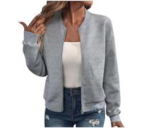 Blouson Damen Bomberjacke Leichte Reißverschluss Sweatjacke Sommerjacke Kurz Pilotenjacke Einfarbig Jacke Dünne Langarm Übergangsjacke College Jacket Mädchen Fliegerjacke Sommer Damenjacke Wanderjacke